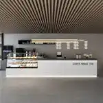 Customizable Minimalist Metal Reception Desk Hotels Coffee Shops Modern LED Light Mall Use Bread Cake Dessert Milk Tea Display
