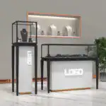Customizable Modern MDF Jewelry Display Cabinet LED Gold Glass Counter Silver Jewelry Showcase for Retail Store Mall Featuring