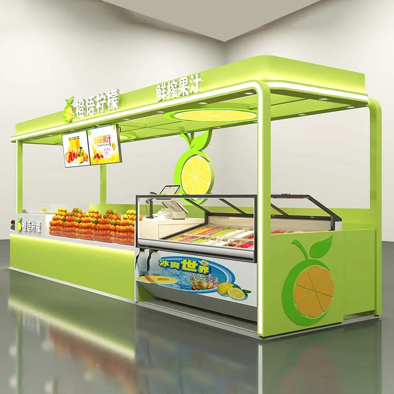 H10bdec4f54bf442ea751d5740aab89ddl.webp Shopping Mall Fresh Juice Milk Tea Cold Drink Shop Counter Ice Cream Fruit Eggs Display Display in the Island Rack Custom - Image 1