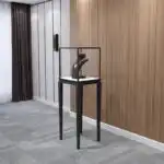 Modern Luxury Durable Stainless Steel MDF Glass Gold Metal Frame LED Light Jewelry Watch Display Showcase for Mall Retail Store