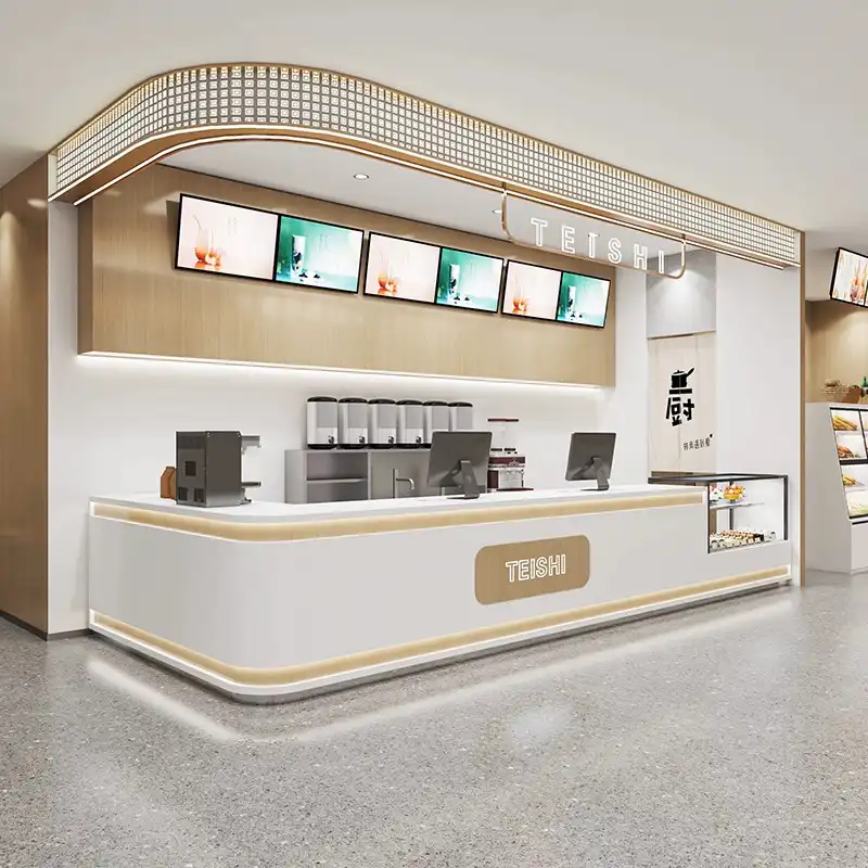 H1f37ba6f525d4d9cb175307197de58d5p.jpg Modern Minimalist Commercial Cashier Display Cabinet for Milk Tea Coffee Dessert Cake Shop Bar Catering Customizable Showcases - Image 1
