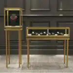 Luxury New Lacquered Stainless Steel Jewelry Showcase Gold Silver Diamond Jade Watches Display Case Counter
