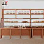 Modern Cafe Bar Counter Design Customized Bakery Glass Display Cabinet Shopping Mall Baking Cake&Bread Retail Shop Display Racks