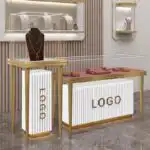 Customizable Antique Jade Boutique Glass Showcase Counter Display Stand Luxury Retail LED Lighting Watch Display Case