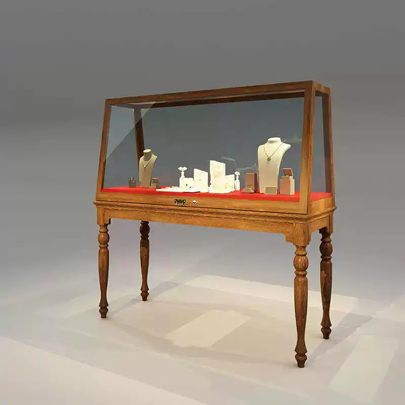 H399b9cc24be34c379a12b79b3eb373d9l.jpg Jewelry Store Display Cabinet Jade Boutique Vintage Showcase Ancient First Glass Counter Island Counter for Showcase Jewelry - Image 1