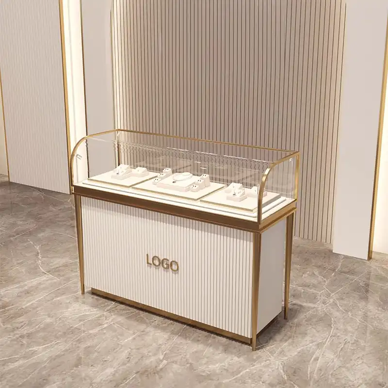 H3bee68ed5ee246d4bcdb8dfa964e2ea2Q.jpg Luxury Display Cabinet for Gold Silver Stainless Steel Jewelry & Watches Transparent Glass Showcase for Jade Antiques - Image 1