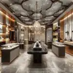 Customized Gold Jade Silver Jewelry Display Cabinet with LED Lights Glass Island Counter for Mall Use Store Shelves Showcases