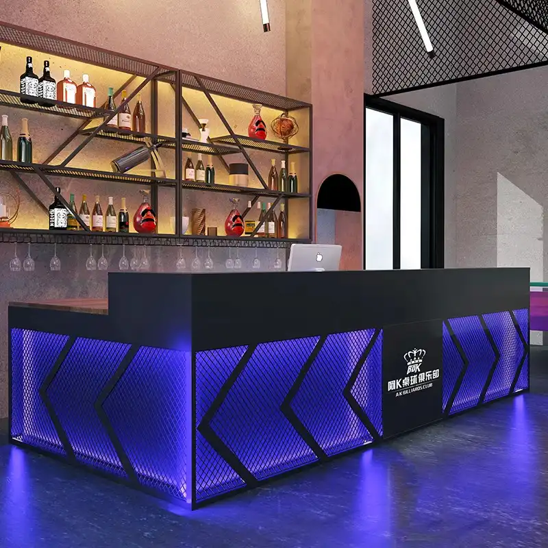 H55514a7be0c5452c8f832c10c566c4667.jpg Custom Single-Sided Retro Industrial Heavy Duty Iron Bar Reception Desk Tea Restaurant Billiard Hall Supermarket Display Cash - Image 1
