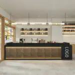 Chinese Style Homestay. Hotel Front Desk. Customized Catering. Coffee Shop. bar Counter. Cash Register. Hotel Reception Counter