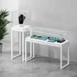 Customizable Luxury Display Case for Jewelry Jade Rings-Stainless Steel Aluminum Alloy Transparent Glass Showcase Antique Style