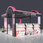 Custom Baking Paint Light Rack Display for Nail Eyelash Beauty Makeup Located at Shopping Mall's Center Island Cabinet