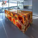 Modern Luxury Custom Crystal Table for Bar Restaurant Hotel Shop Furniture Transparent Resin Reception Desk Design Showcases