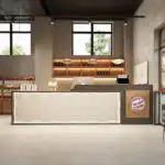 Customizable Reception Desk Display Cabinet for Catering Milk Tea Coffee Hotels Company Exhibitions Front Desk Cashier Showcases