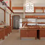 Factory Custom Modern Trendy Bakery Shelves Sweets Bread Shop Cafe Showcase Display Cabinet Coffee Bar Restaurant Counter Design