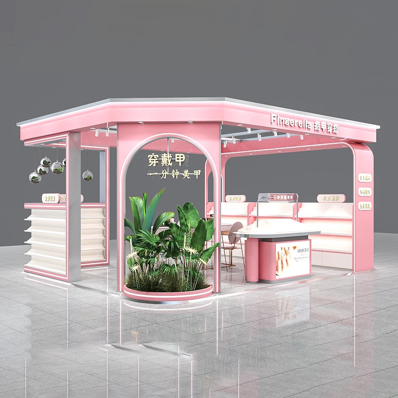 H7275651a358149518a7a2b72211b0e178.webp High-End Custom Multi-Point Nail Display Cabinet Shopping Mall Showcase Painted Middle Island Frame Wearable Nail Container - Image 1