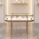 Luxury High-End Transparent Glass Showcase Gold Silver Stainless Steel Display Cabinet for Jewelry Antiques Other Valuable Items