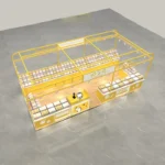Mall Atrium Network's Double-Sided Snack Counter Red Display Case for Fruit Jerky Supermarket Shelves for Candy Just Candy