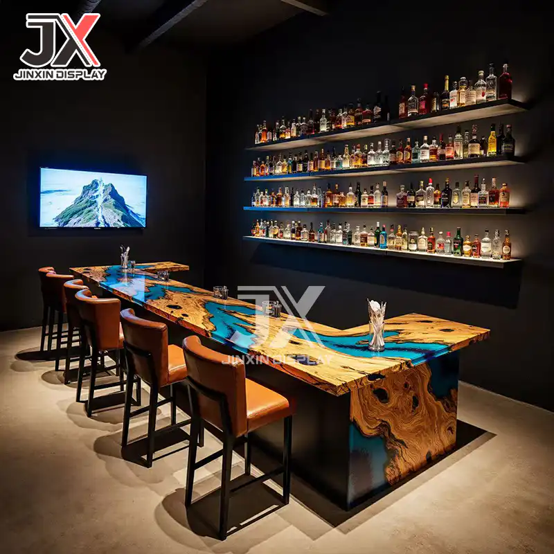 Haa84d963718f4e74b4be9e7174ffa5fa4.jpg Factory Custom Epoxy Resin Rectangular LED Lit River Table Shop Furniture Bar Coffee Restaurant Counter Design Retail Showcase - Image 1