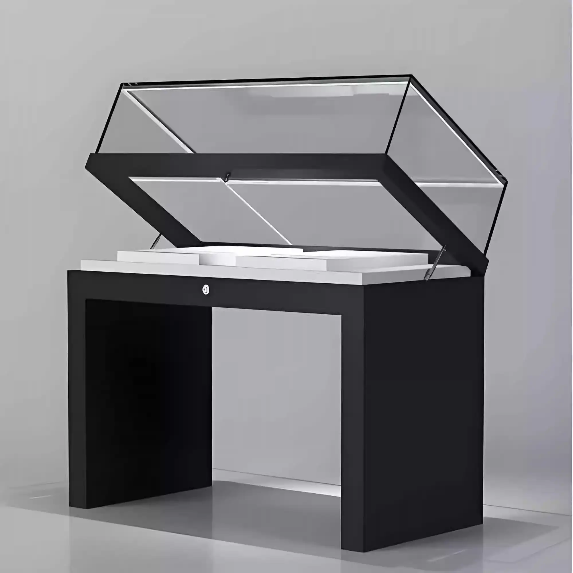 Hb0ac0bc4f6ad4b1d8817858a0bcc5084y.jpg Hot Selling Retail Wood Jewelry Showcase Display Case Stainless Steel and Tempered Glass with LED Light for Store and Mall Use - Image 1