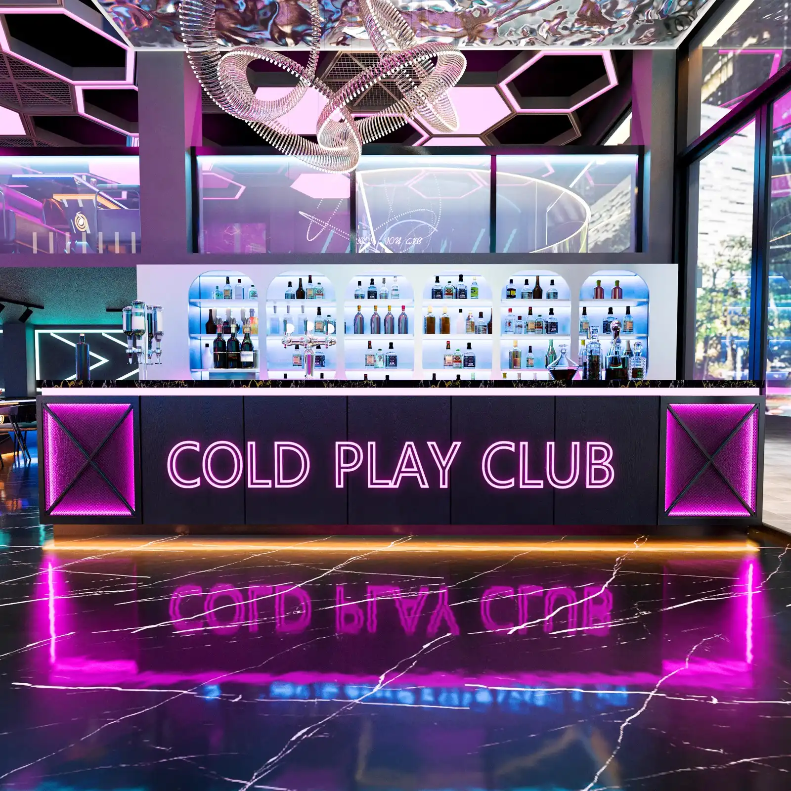 Hbf941e5baf4d4f5fbf30e726223f852aK.jpg Custom Industrial Style Light Duty Reception Desk Billiard Hall Club KTV Gym Tea Bar BBQ Shop Made Durable Metallic Display - Image 1
