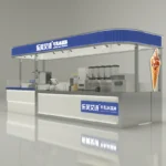 Commercial Street Double-Sided Display Cabinet Light Duty Baking Paint Store Island for Ice Milk Tea Fresh Juice Made Metallic