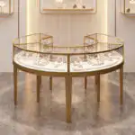 Luxury High-End Transparent Glass Showcase for Jewelry Watches Jade Antiques-Gold Silver Stainless Steel Display Cabinet