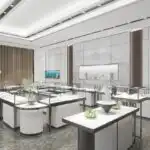 Customizable Design Gold Jewelry showcase Display Cabinet Jade Glass Counter Shopping Mall Retail Store Product Rack Shelves