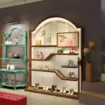 Vintage Shoe Store Display Cabinet Customizable High Wooden Cabinet for Clothing Hat & Bag Display with LED Lighting