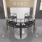 Modern Luxury Durable Stainless Steel MDF Glass Gold Metal Frame LED Light Jewelry Watch Display Showcase for Mall Retail Store