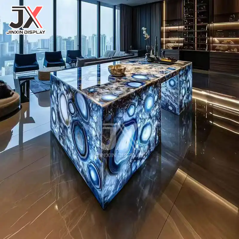 Hded5a61a9d334a62914944764d097ca6L.jpg Customized Modern Luxury Transparent Resin Reception Desk Crystal Tablebar Restaurant Counter Design for Hotel Shop Showcases - Image 1