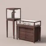 Customizable Antique Glass Display Cabinet with LED Lighting for Retail Store Showcase Jewelry Gold Jade Shop Shopping Mall Use