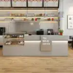 Customizable Minimally Modern Restaurant Bar Tea Shop Cashier Station Baked Cake Dessert Coffee Corner with LED Lighting