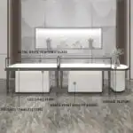 Customizable Design Gold Jewelry Display Cabinet with Jade Glass Shelves for Store Mall Product Showcases and Counter Display