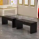 Fine Wood Lacquered Jewelry Jade Display Case LED Lighting for Watch Glasses Mobile Phones Museum Exhibits