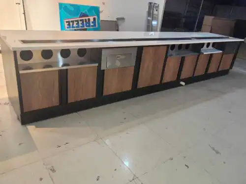 Click to view full screen Industrial Style Coffee Shop. Bar. Illuminated Counter. Wall Mounted Iron Display Rack. Creative Red Wine Showcases. Customized photo review