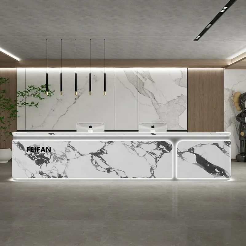 H2b17a7a68e2e46bd8d4086e5c184d48bb.webp Modern JINXIN Company Training Institutions Reception Desk Coffee Restaurant Bar Counter Hotel Lobby Gym Shop Cash Register - Image 1