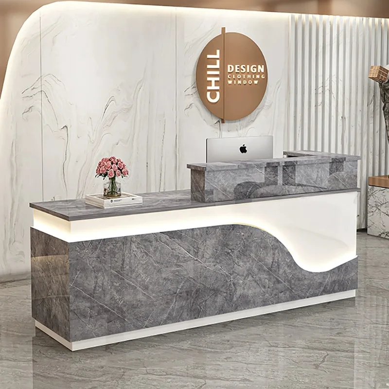 H57da7774b31448cb8de40e290bfd5239X.webp Simple Modern Company Front Desk Beauty Salon Reception Desk Clothing Shop Counter Cash Register Corner Restaurant Bar Counter - Image 1
