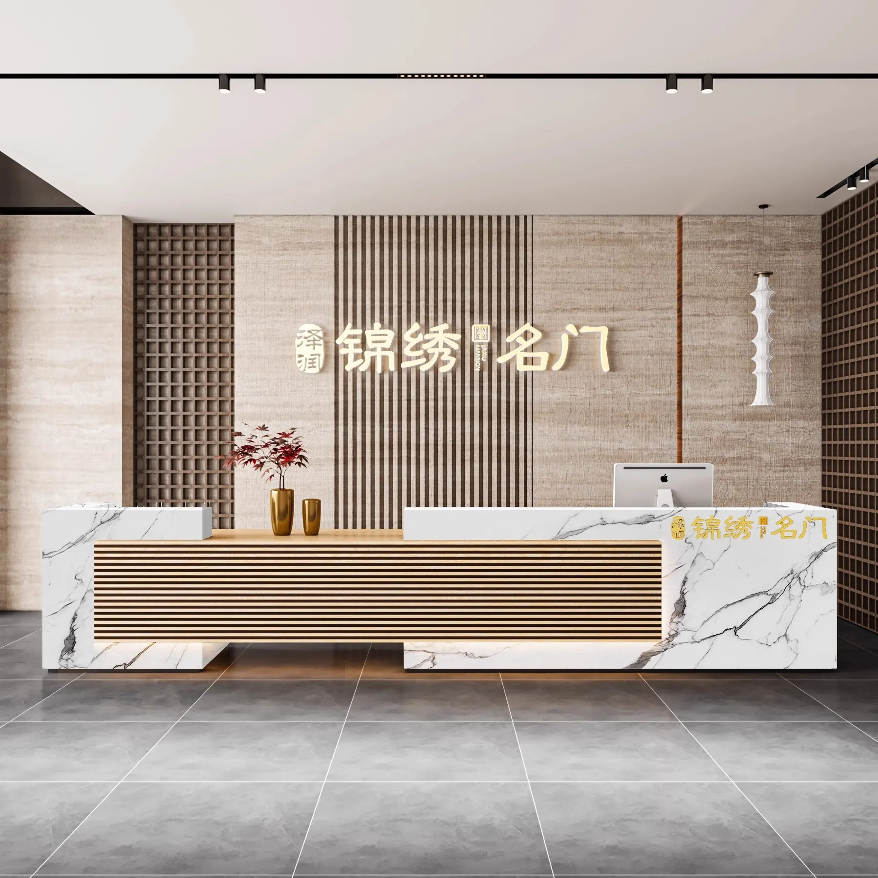 H71f45a4206c8466c99f78b6f0308b2e13.webp Custom Modern Company Reception Desk Hotel Restaurant Lobby Reception Desk Foot Bath Gym Counter Health Salon Store Cashier bar - Image 1