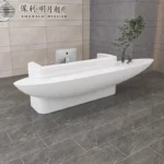 Modern White Spa Desk for Nail Beauty Salons Front Checkout Counter with Small Reception Table Made Wood Color Salon Front Desk
