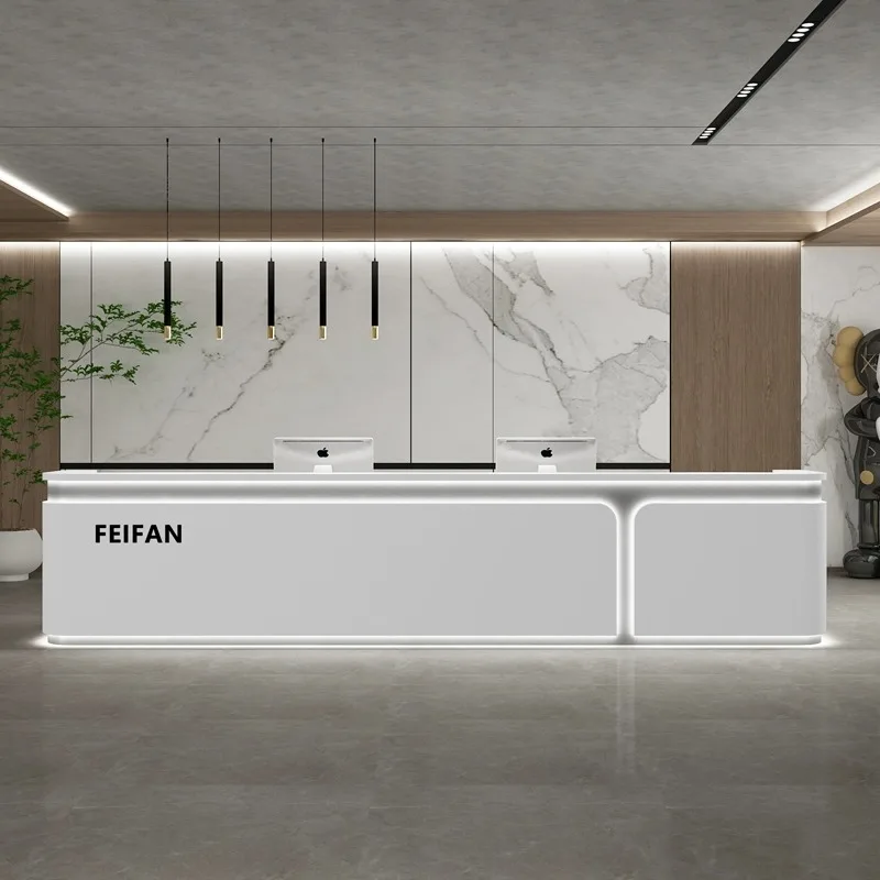 H8abee421ce404c36b16e80f45061e10e1.webp Modern Company Training Reception Desk for Coffee Restaurant Bar Counter Hotel Lobby Gym Shop Cash Register Checkout Counters - Image 1