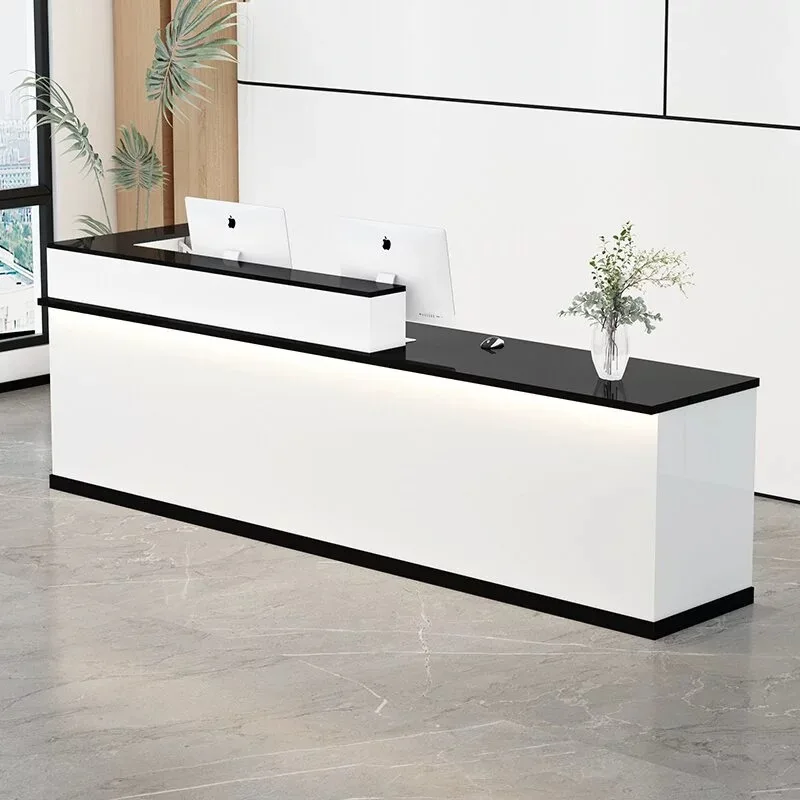 H9b7cff1e34f9456980bf6a55854ea499Q.webp Minimally Modern Front Desk. Reception Desk. Hotel Beauty Salon. Shop. Consultation Desk. Small Checkout Counter. Customized - Image 1