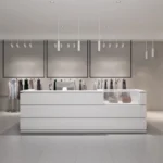 Customizable Simple Modern Double-Sided Reception Desk for Women's Clothing Cosmetics Bar Counter Retail Stores Made Metallic