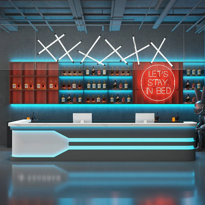 Hafb1edb9e0d84d41814cf50596422ab60.webp Modern Industrial Style Wood Counter for Front Desk Bars Hotels KTVs Internet Cafes Fitness Clubs-Billiards E-Sports Reception - Image 1