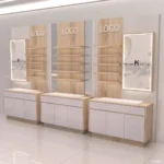 Customizable Minimalist Log Design High Cabinet Open Option Eco-Friendly Wind-Free Board Glasses Display Central Organizer
