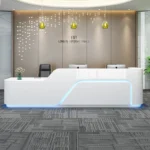 Simple Modern Wood Convertible Reception Desk Office Desk for School & Hospital Use Custom Size Commercial Furniture