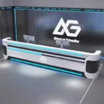 Customizable Stainless Steel Checkout Reception Desk Bar Table Durable MDF Material for Internet Cafes & Billiard Halls