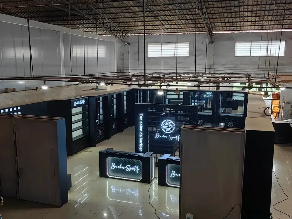Modern interior with illuminated displays